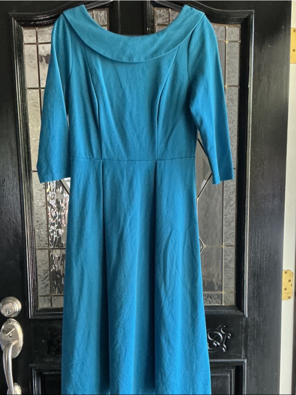 Boden Teal Midi Dress with Bateau Neckline